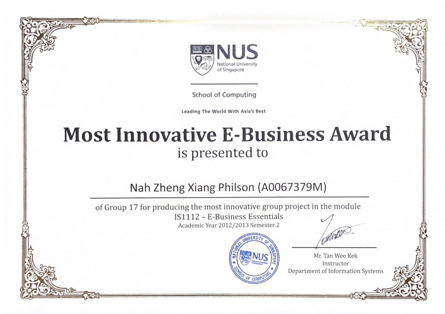 Most Innovative E-Business Award